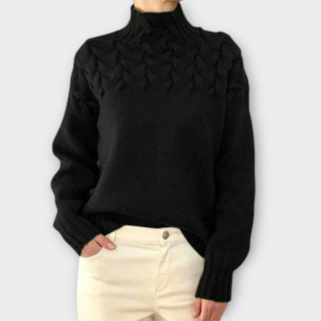 Ladies' Sweater with Cable Knit Detail