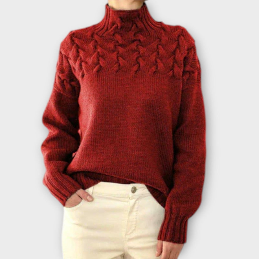 Ladies' Sweater with Cable Knit Detail