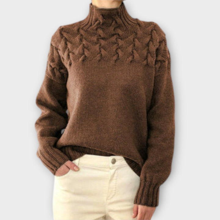Ladies' Sweater with Cable Knit Detail