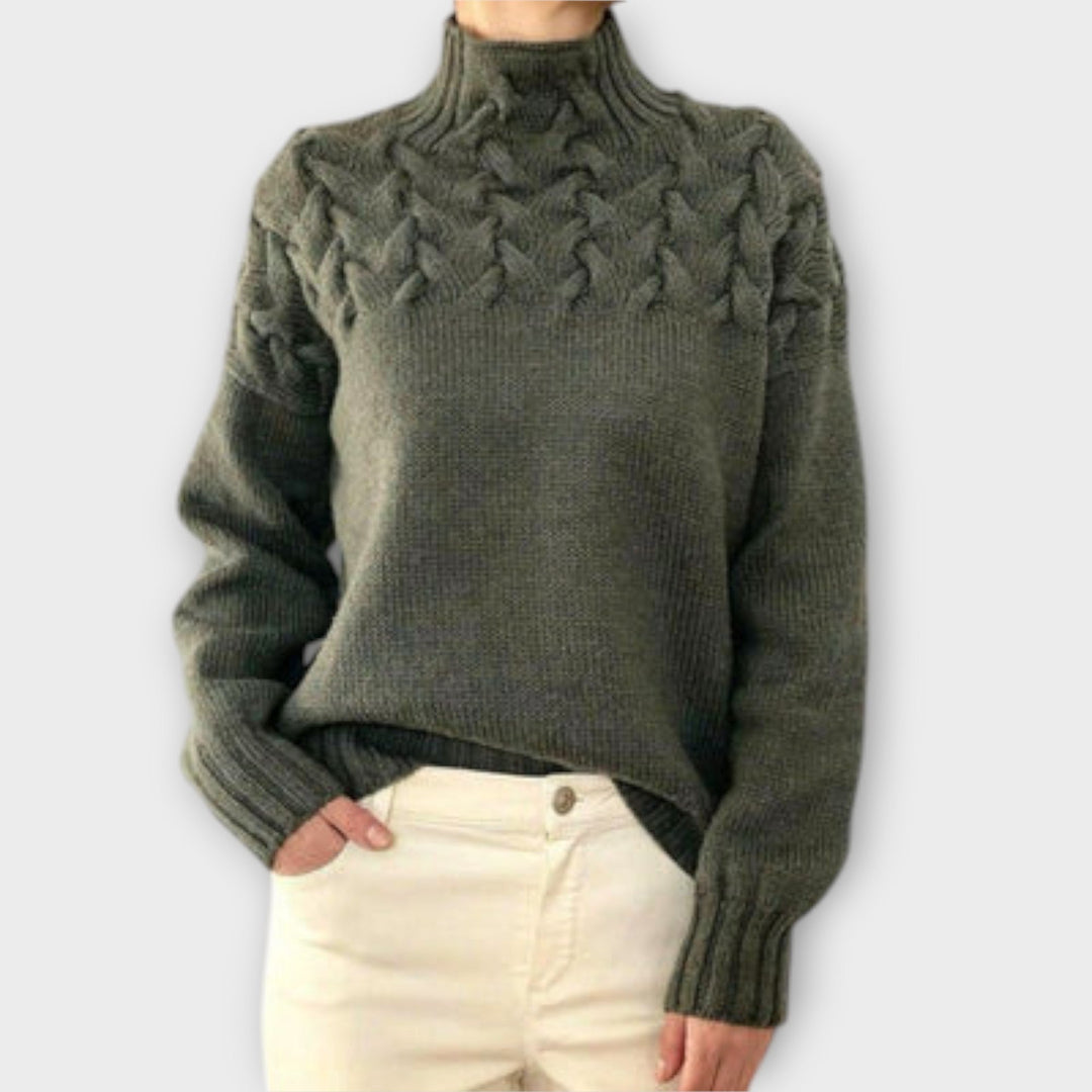 Ladies' Sweater with Cable Knit Detail